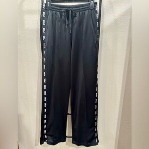 Victorias Secret PINK Active High Waist Wide Leg Track Pants Black Large